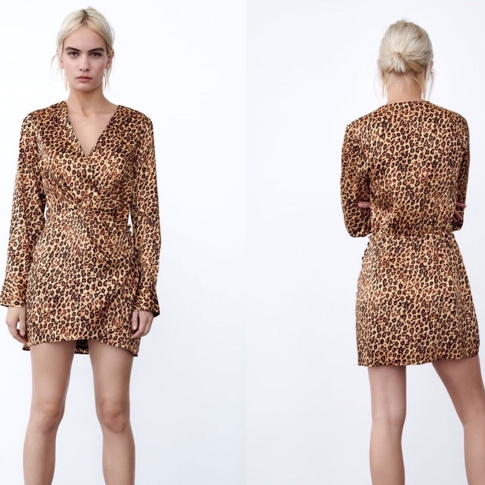 Zara Leopard Print Dress Satin - Picture 4 of 4